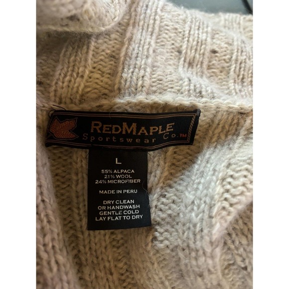 Red Maple Sportswear Belted Cardigan Sweater Womans Large Alpaca Wool Blend - Picture 7 of 9